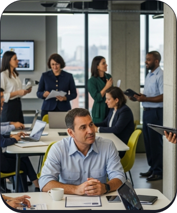Pessoas reunidas em ambiente de trabalho